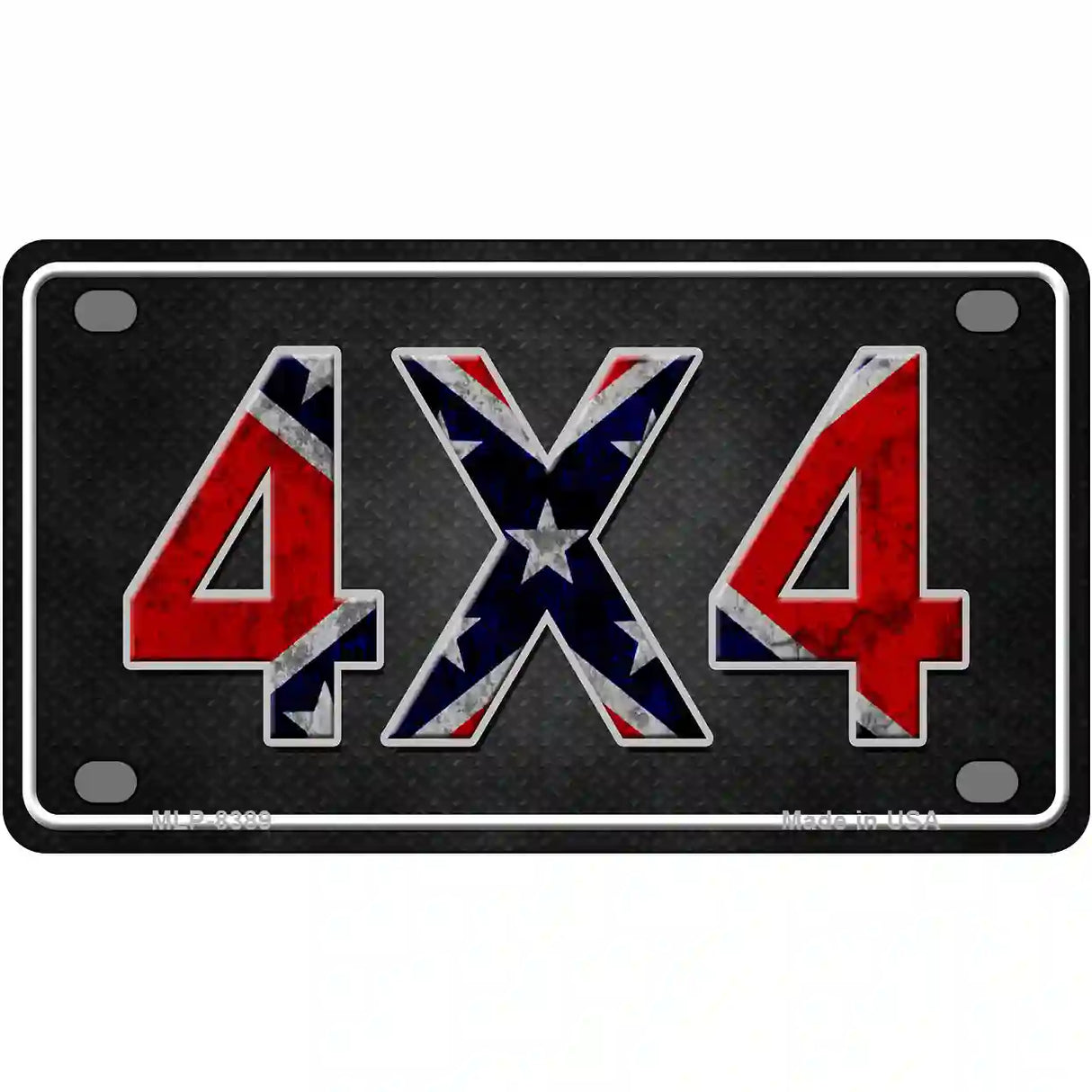 4x4 Confederate Metal Novelty License Plate 4" x 2.2" (MLP)