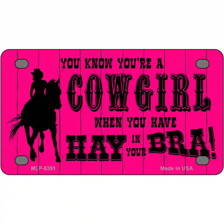 Pink Cowgirl Metal Novelty License Plate 4" x 2.2" (MLP)