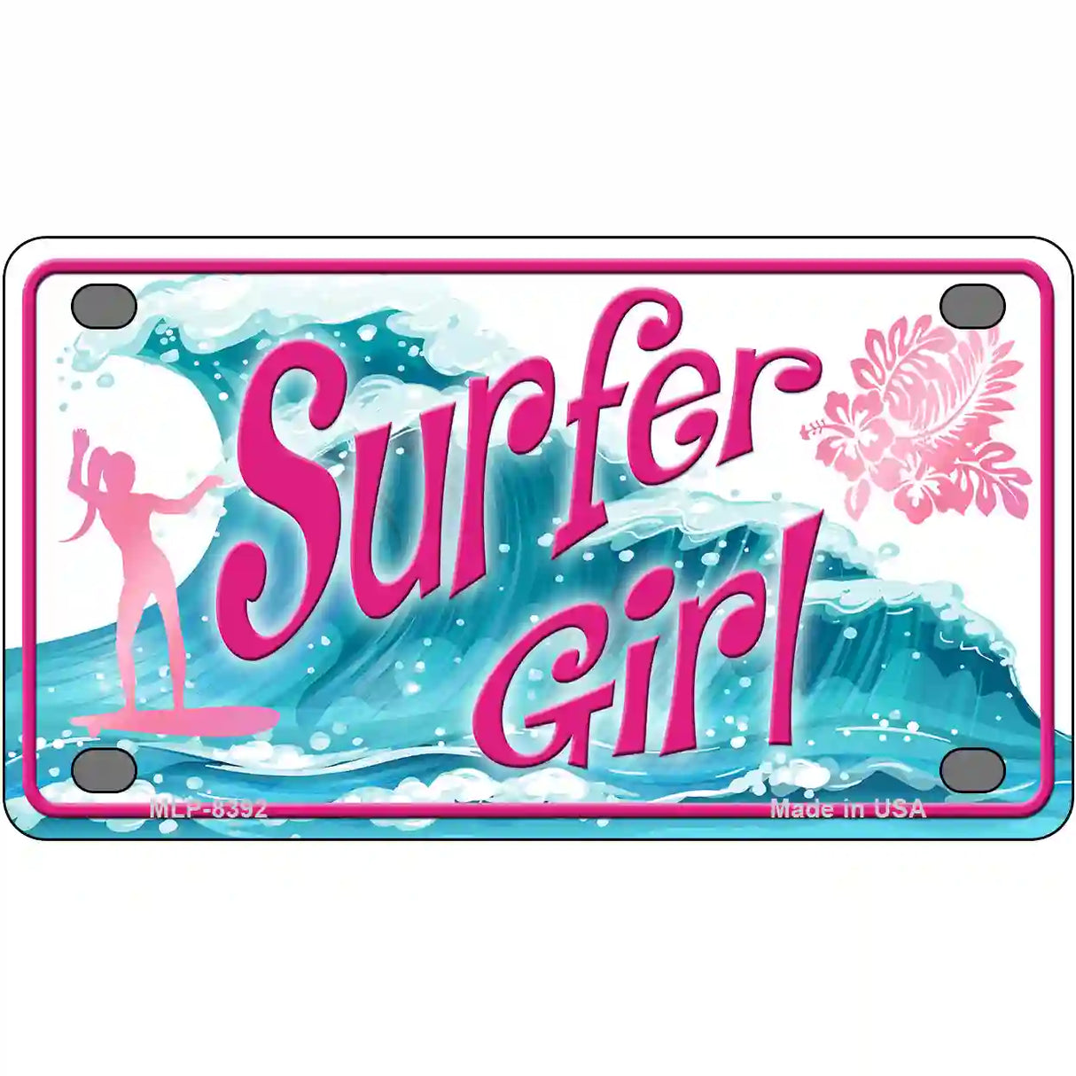 Surfer Girl Metal Novelty License Plate 4" x 2.2" (MLP)