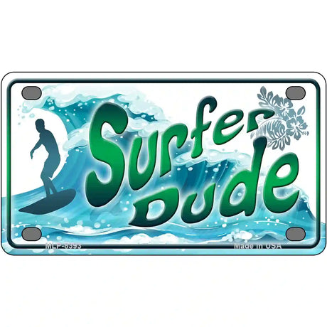 Surfer Dude Metal Novelty License Plate 4" x 2.2" (MLP)