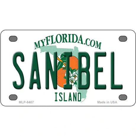 Sanibel Florida Metal Novelty License Plate 4" x 2.2" (MLP)