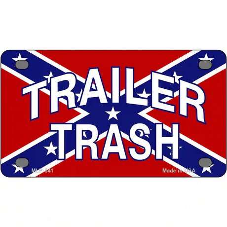 Trailer Trash Rebel Flag Metal Novelty License Plate 4" x 2.2" (MLP)