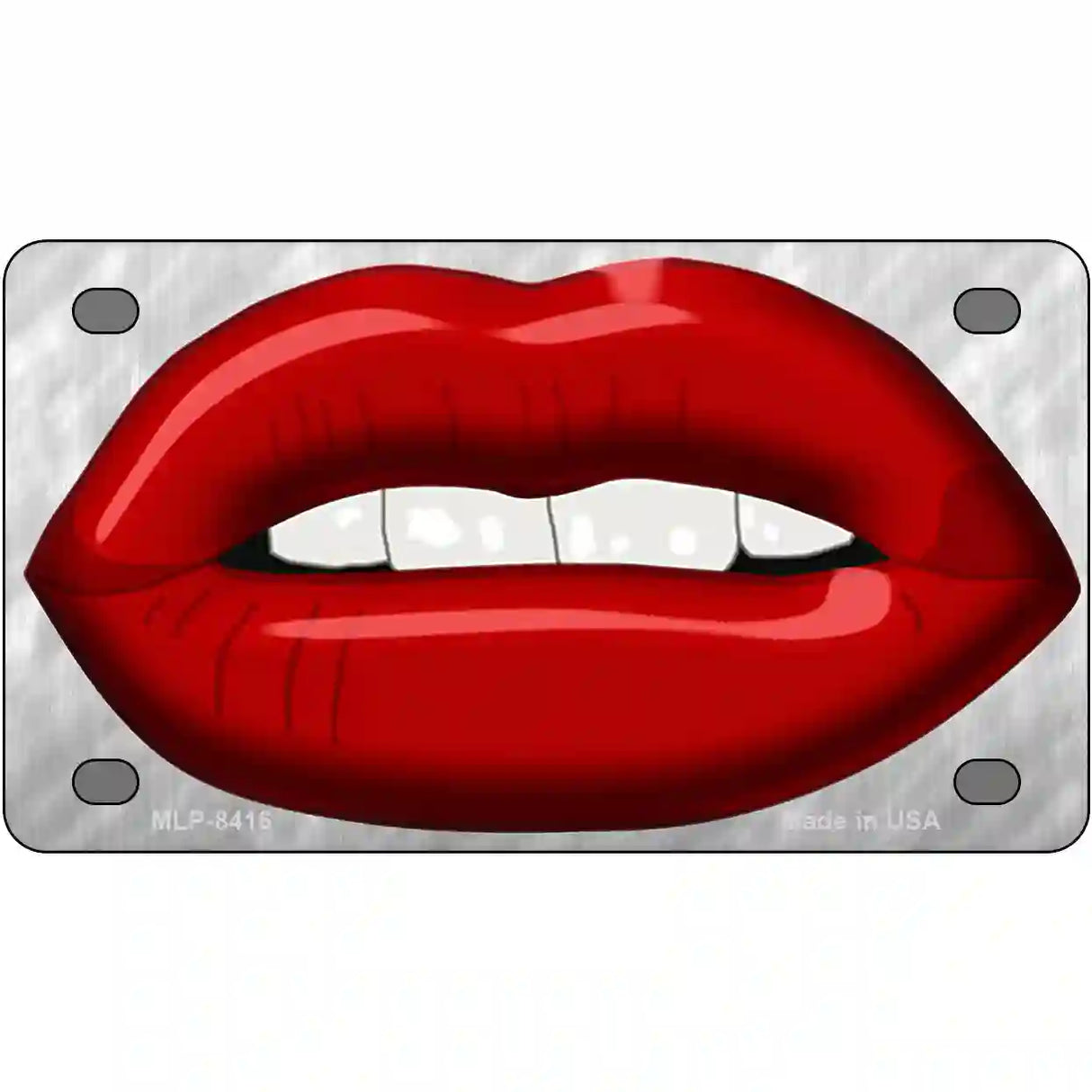 Red Lips Novelty Metal License Plate 4" x 2.2" (MLP)