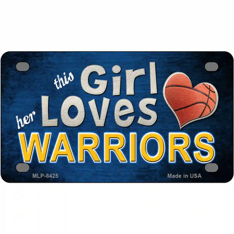 This Girl Loves Her Warriors Novelty Metal License Plate 4" x 2.2" (MLP)