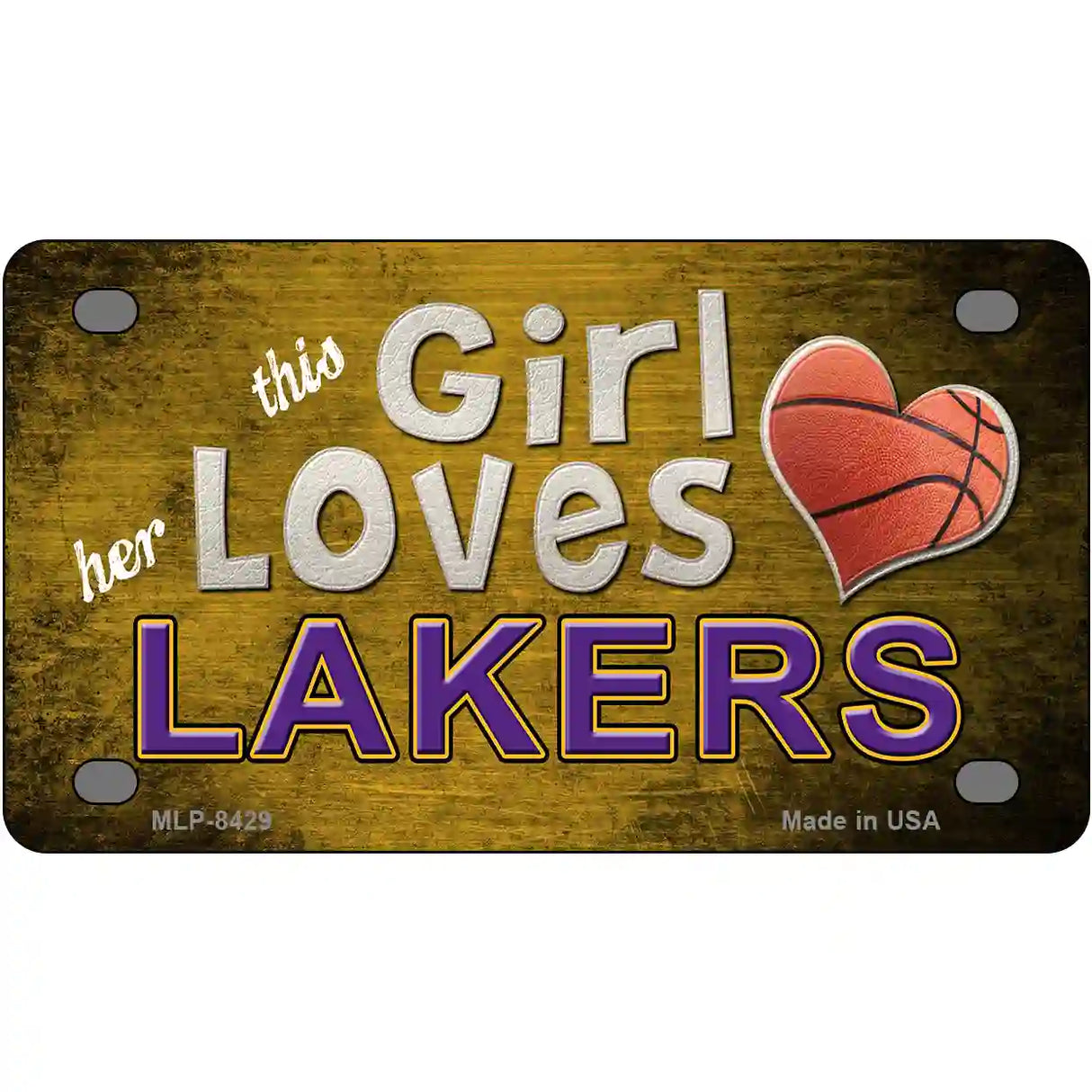 This Girl Loves Her Lakers Novelty Metal License Plate 4" x 2.2" (MLP)