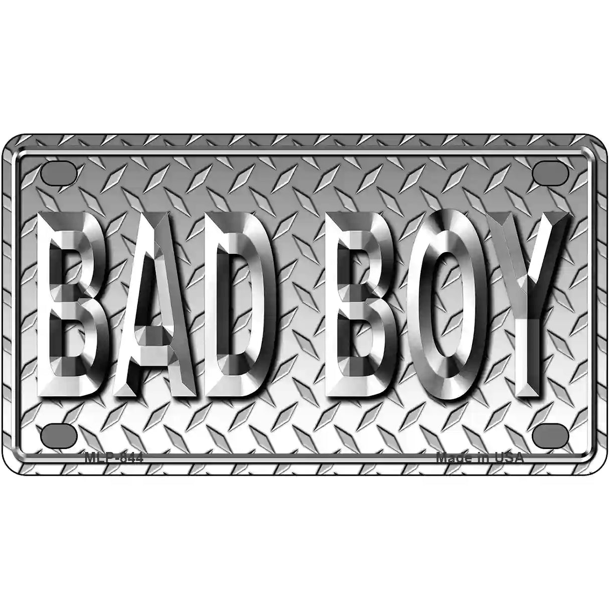 Bad Boy Diamond Plate Pattern Metal Novelty License Plate 4" x 2.2" (MLP)