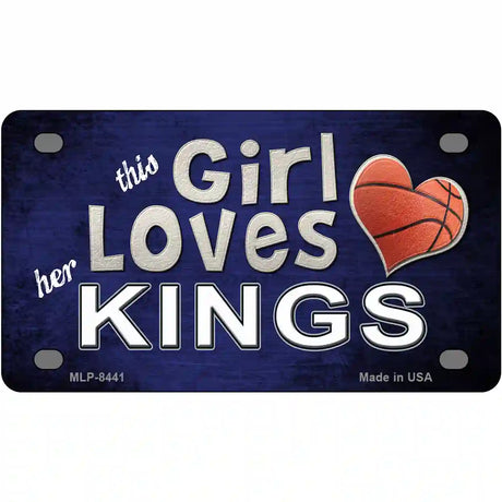 This Girl Loves Her Kings Novelty Metal License Plate 4" x 2.2" (MLP)