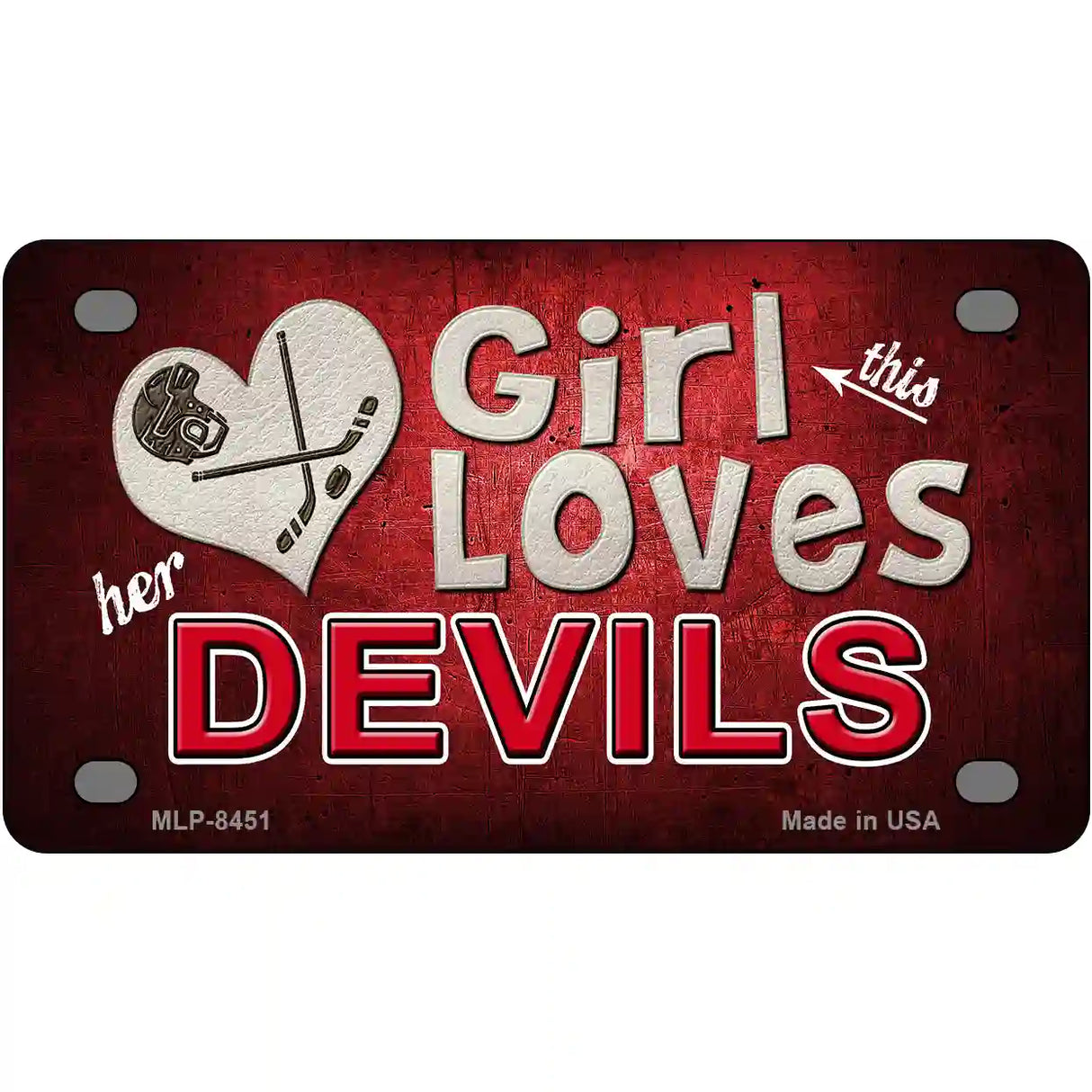 This Girl Loves Her Devils Novelty Metal License Plate 4" x 2.2" (MLP)