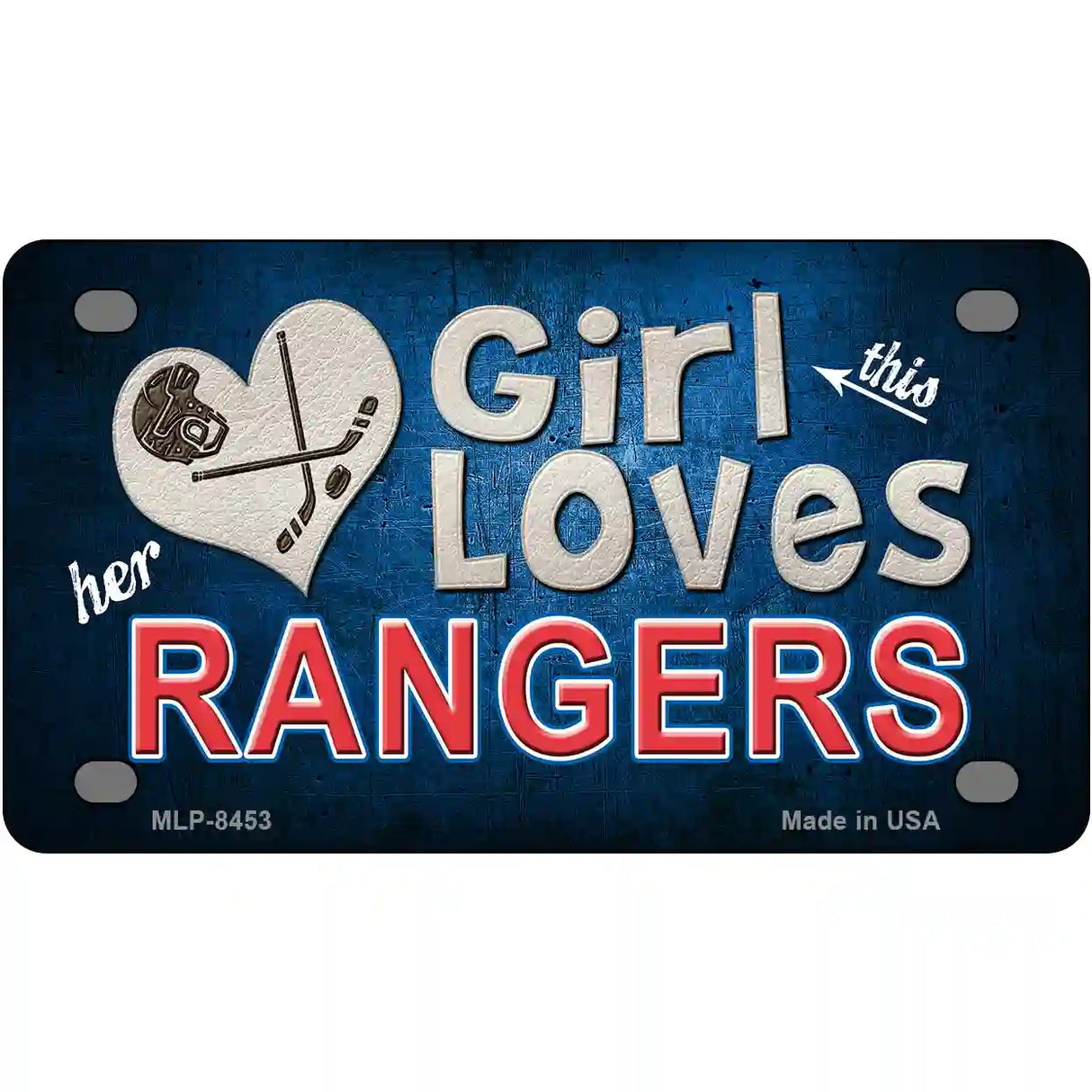 This Girl Loves Her Rangers Blue Novelty Metal License Plate 4" x 2.2" (MLP)