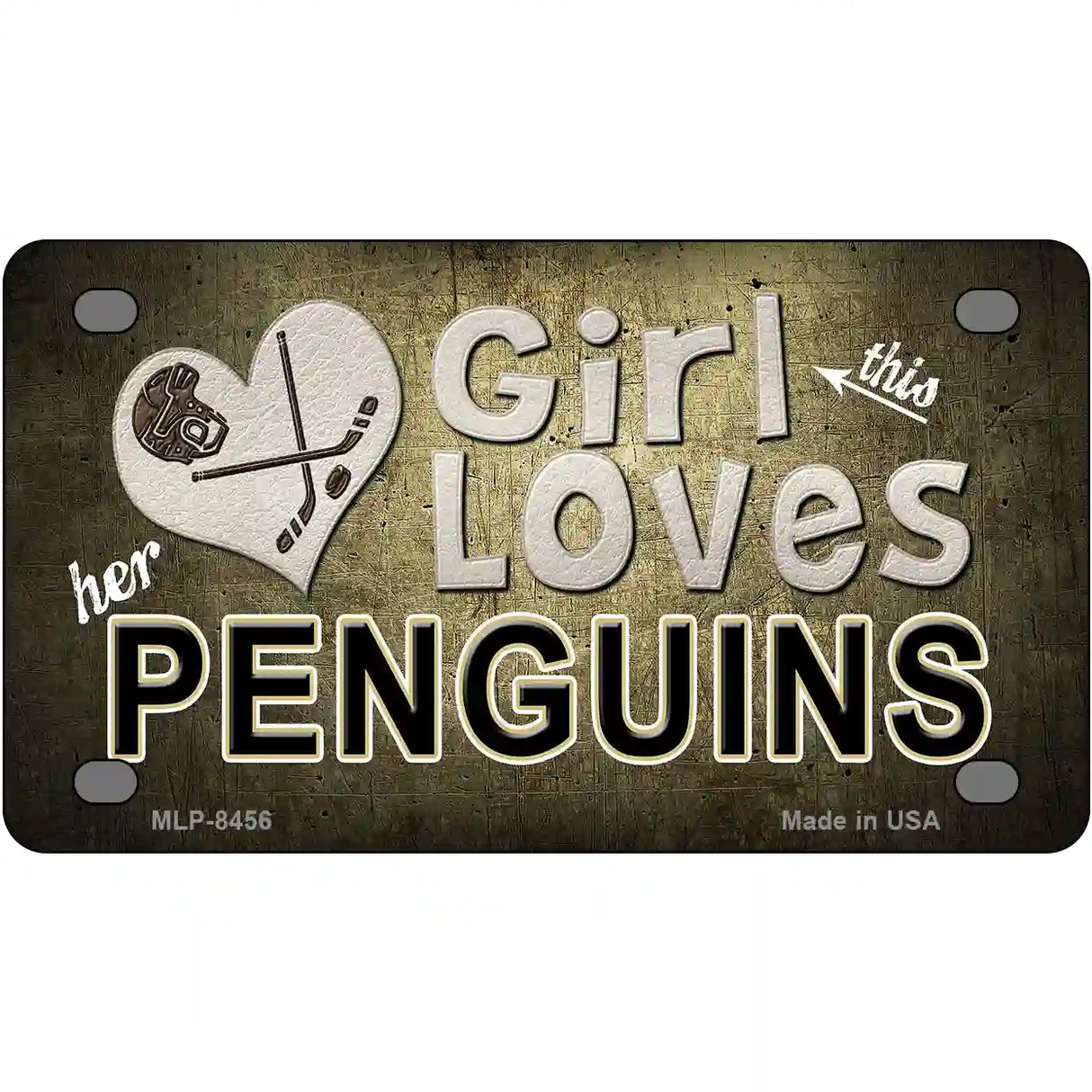 This Girl Loves Her Penguins Novelty Metal License Plate 4" x 2.2" (MLP)