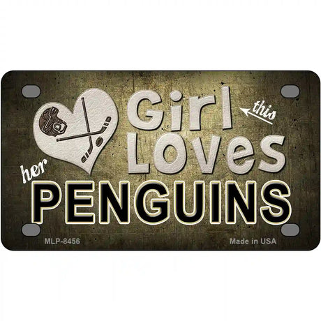 This Girl Loves Her Penguins Novelty Metal License Plate 4" x 2.2" (MLP)