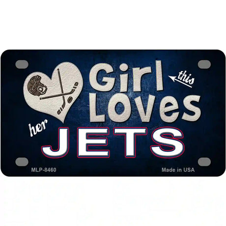 This Girl Loves Her Jets Hockey Novelty Metal License Plate 4" x 2.2" (MLP)