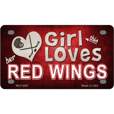 This Girl Loves Her Red Wings Novelty Metal License Plate 4" x 2.2" (MLP)