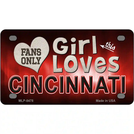 This Girl Loves Cincinnati Novelty Metal License Plate 4" x 2.2" (MLP)