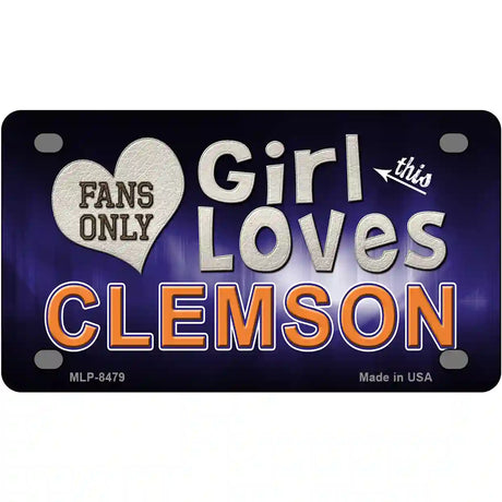 This Girl Loves Clemson Novelty Metal License Plate 4" x 2.2" (MLP)