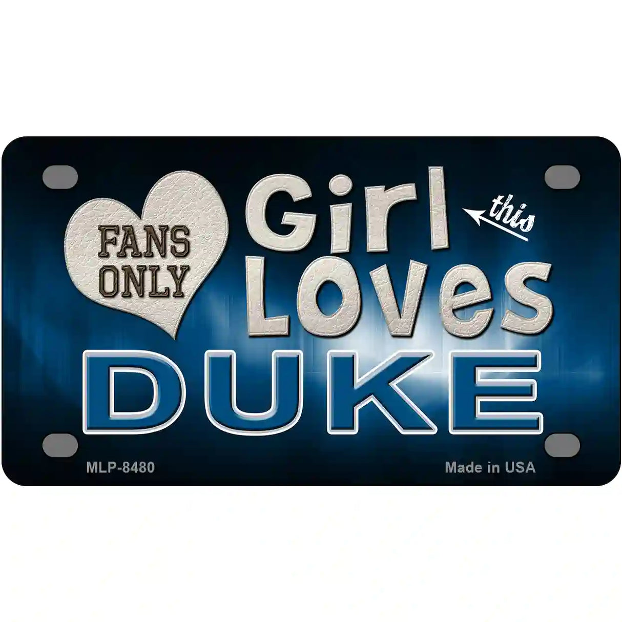 This Girl Loves Duke Novelty Metal License Plate 4" x 2.2" (MLP)