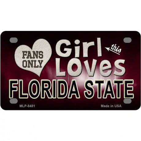 This Girl Loves Florida State Novelty Metal License Plate 4" x 2.2" (MLP)