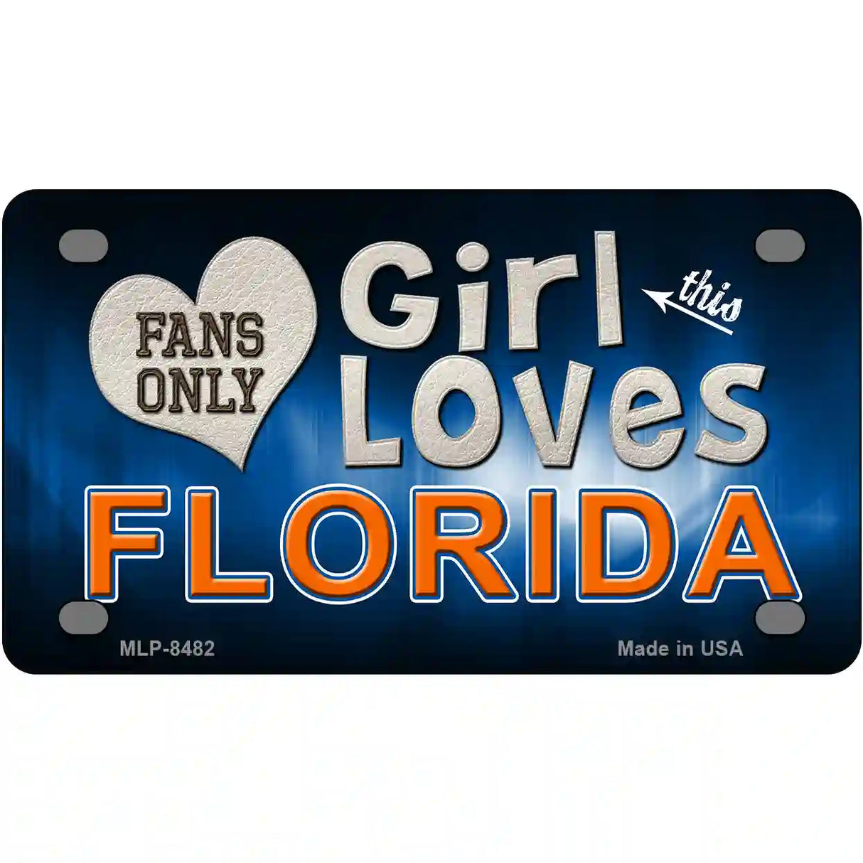 This Girl Loves Florida Novelty Metal License Plate 4" x 2.2" (MLP)