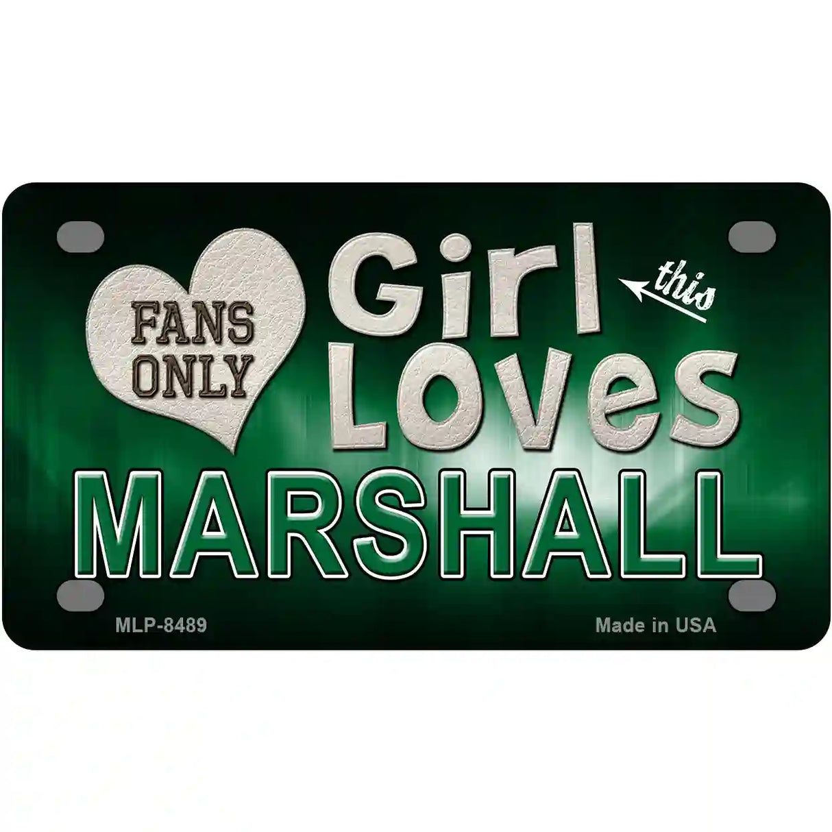 This Girl Loves Marshall Novelty Metal License Plate 4" x 2.2" (MLP)