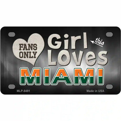 This Girl Loves Miami Novelty Metal License Plate 4" x 2.2" (MLP)