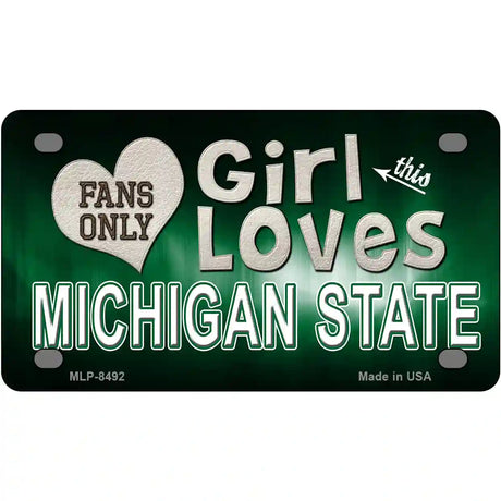 This Girl Loves Michigan State Novelty Metal License Plate 4" x 2.2" (MLP)