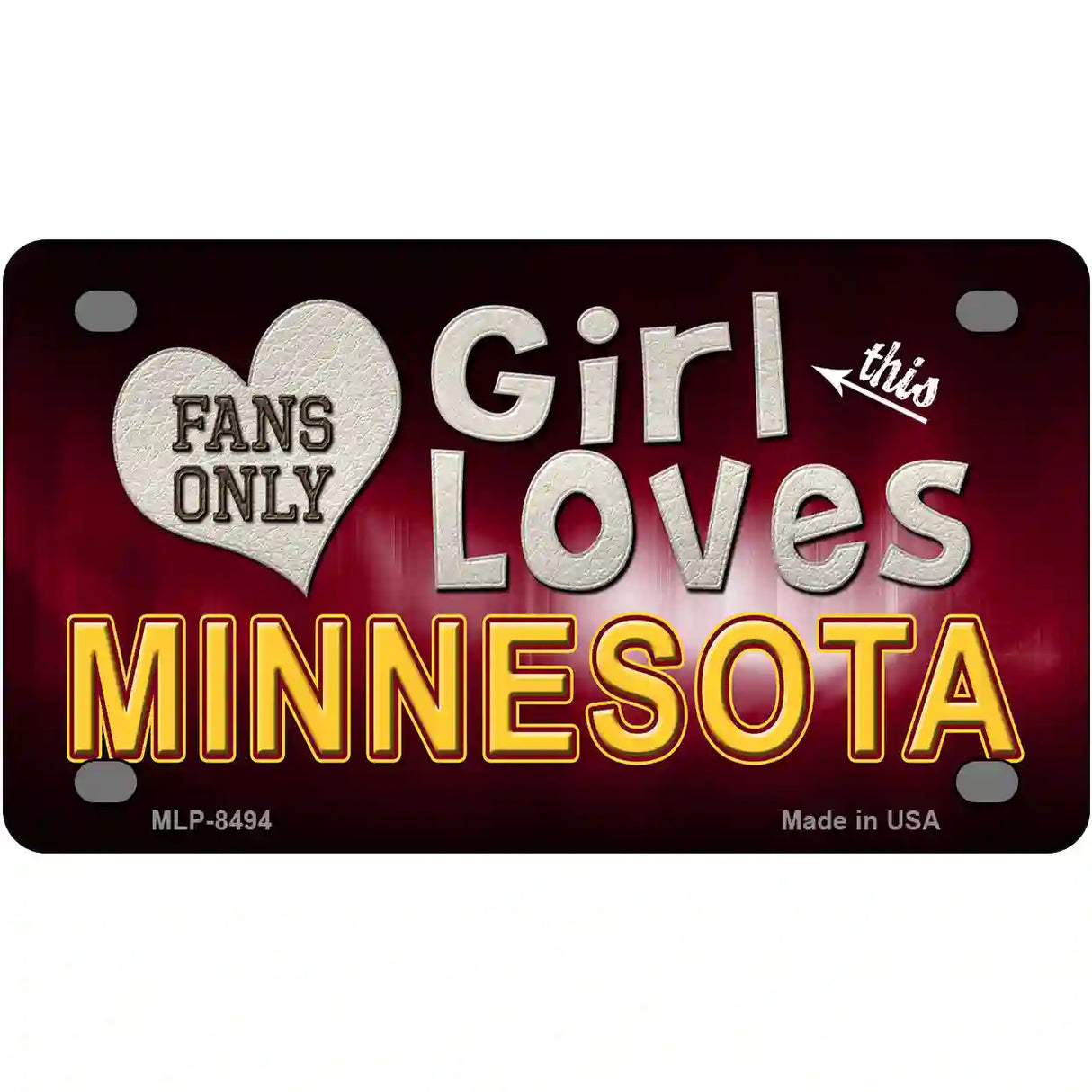 This Girl Loves Minnesota Novelty Metal License Plate 4" x 2.2" (MLP)