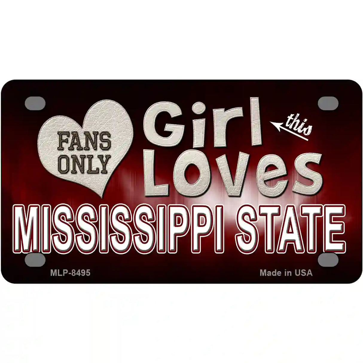 This Girl Loves Mississippi State Novelty Metal License Plate 4" x 2.2" (MLP)