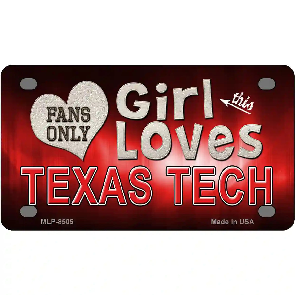 This Girl Loves Texas Tech Novelty Metal License Plate 4" x 2.2" (MLP)