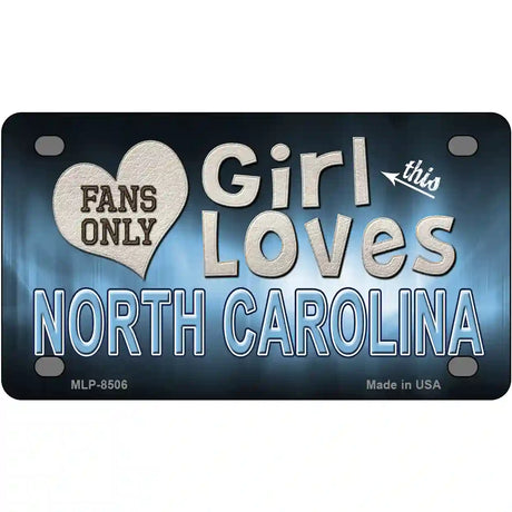 This Girl Loves North Carolina Novelty Metal License Plate 4" x 2.2" (MLP)