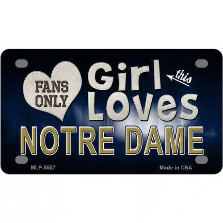 This Girl Loves Notre Dame Novelty Metal License Plate 4" x 2.2" (MLP)