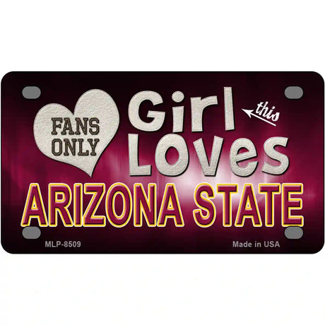 This Girl Loves Arizona State Novelty Metal License Plate 4" x 2.2" (MLP)