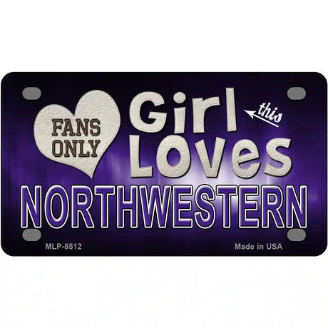 This Girl Loves Northwestern Novelty Metal License Plate 4" x 2.2" (MLP)