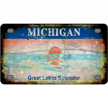 Michigan Rusty State Metal Novelty License Plate 4" x 2.2" (MLP)