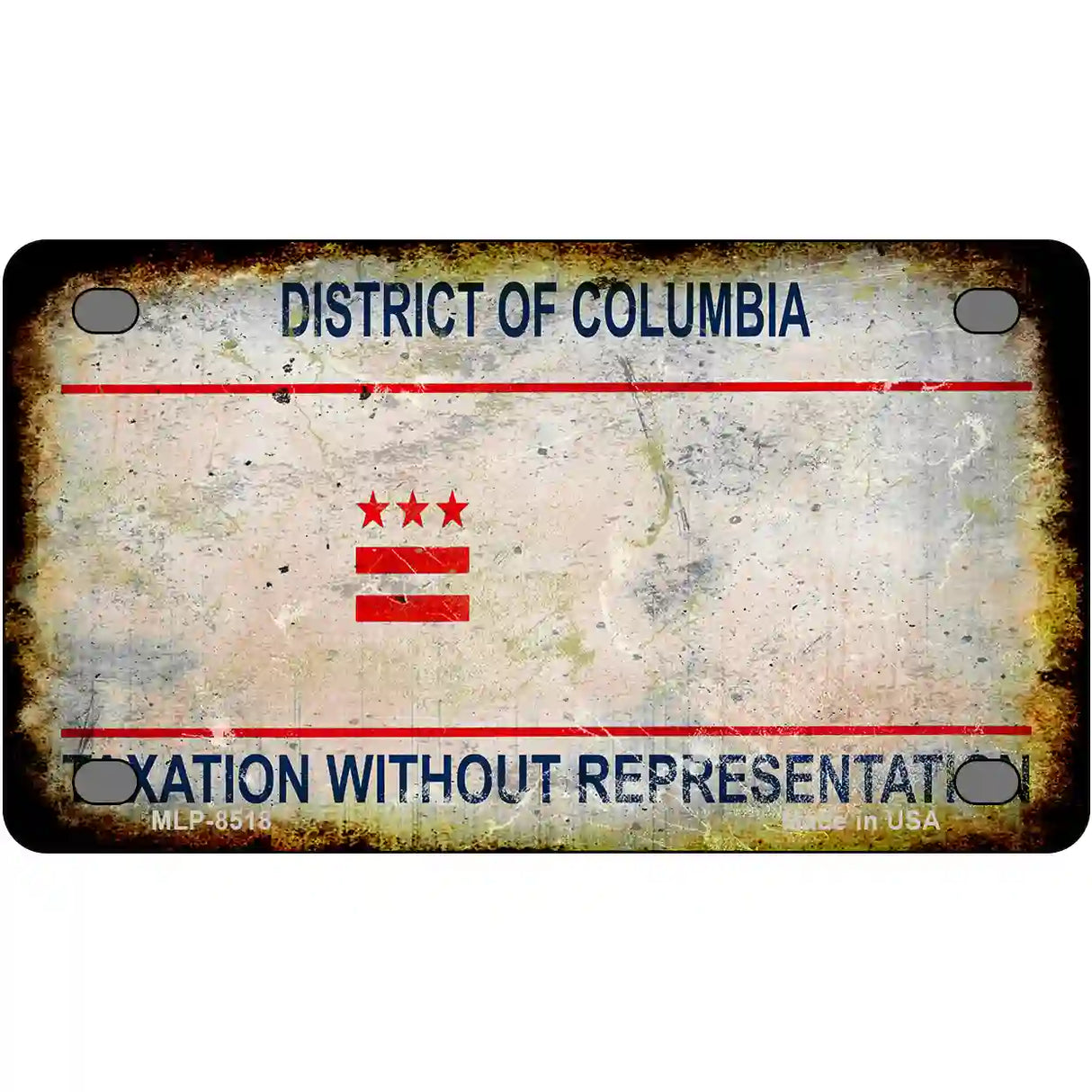 District Of Columbia Rusty State Metal Novelty License Plate 4" x 2.2" (MLP) / Yes