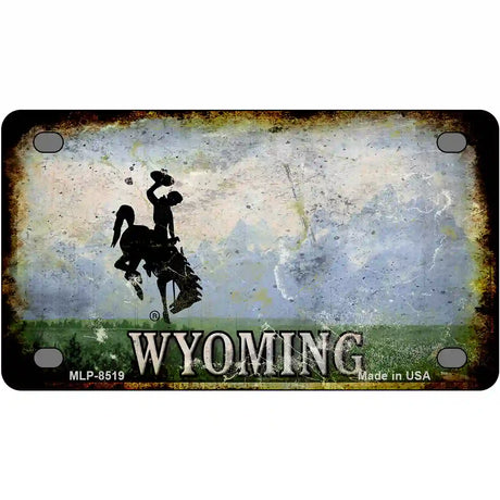 Wyoming Rusty State Metal Novelty License Plate 4" x 2.2" (MLP) / Yes