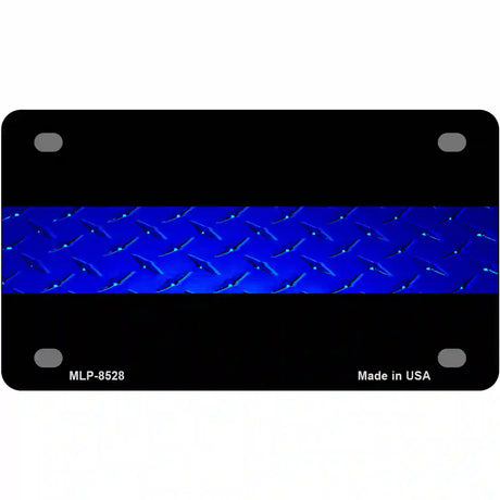 Police Diamond Thin Blue Line Metal Novelty License Plate 4" x 2.2" (MLP)