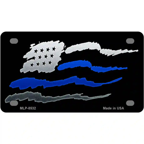 American Flag Thin Blue Line Metal Novelty License Plate