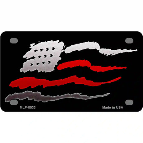 American Flag Thin Red Line Metal Novelty License Plate