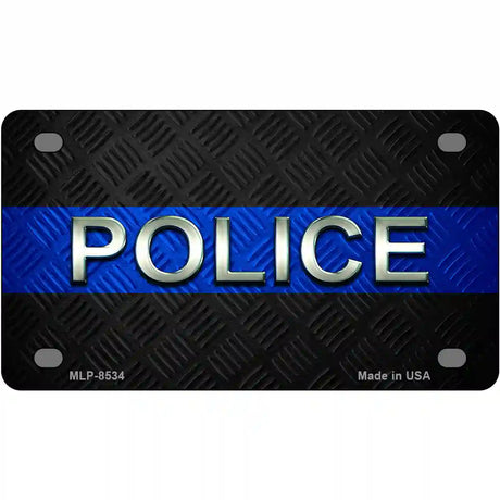 Police Thin Blue Line Metal Novelty License Plate 4" x 2.2" (MLP)