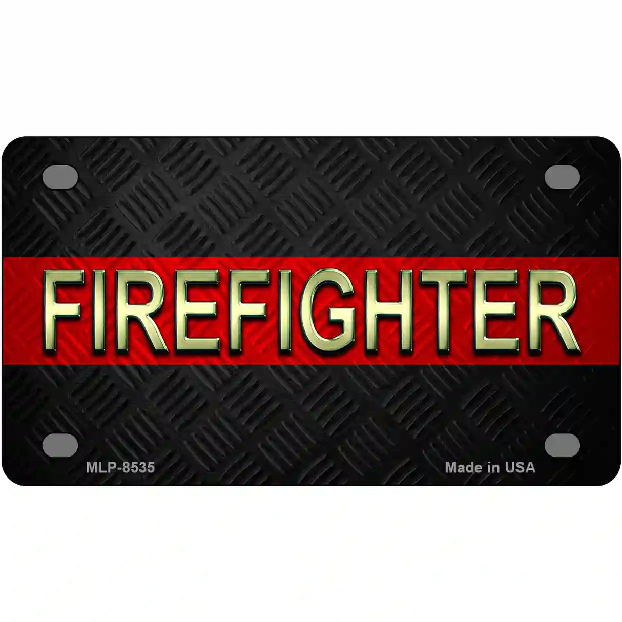 Firefighter Thin Red Line Metal Novelty License Plate 4" x 2.2" (MLP)