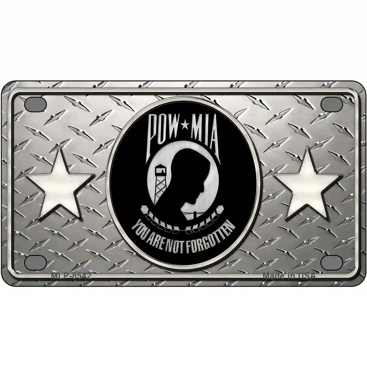 POW MIA Diamond Metal Novelty License Plate 4" x 2.2" (MLP)