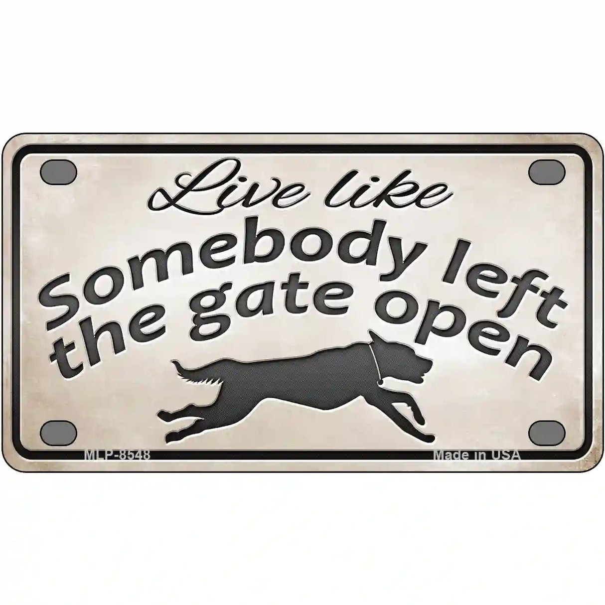 Gate Open Metal Novelty License Plate 4" x 2.2" (MLP)