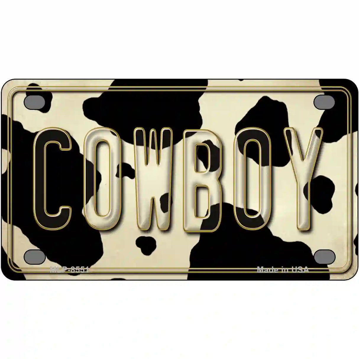 Cowboy Cow Metal Novelty License Plate 4" x 2.2" (MLP)