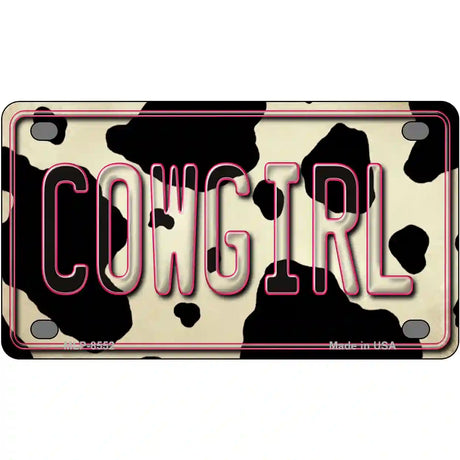 Cowgirl Cow Metal Novelty License Plate 4" x 2.2" (MLP)