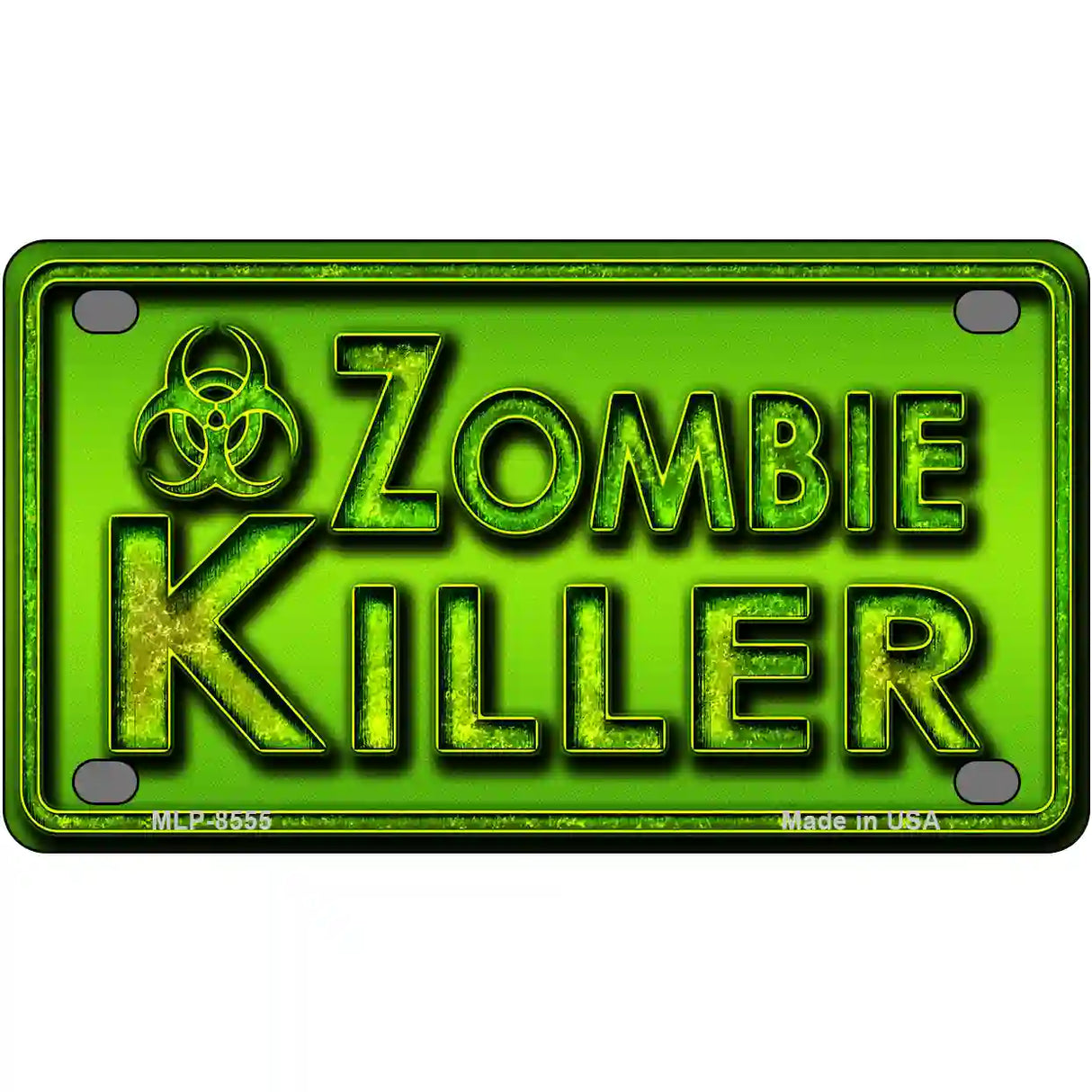 Zombie Killer Metal Novelty License Plate 4" x 2.2" (MLP)