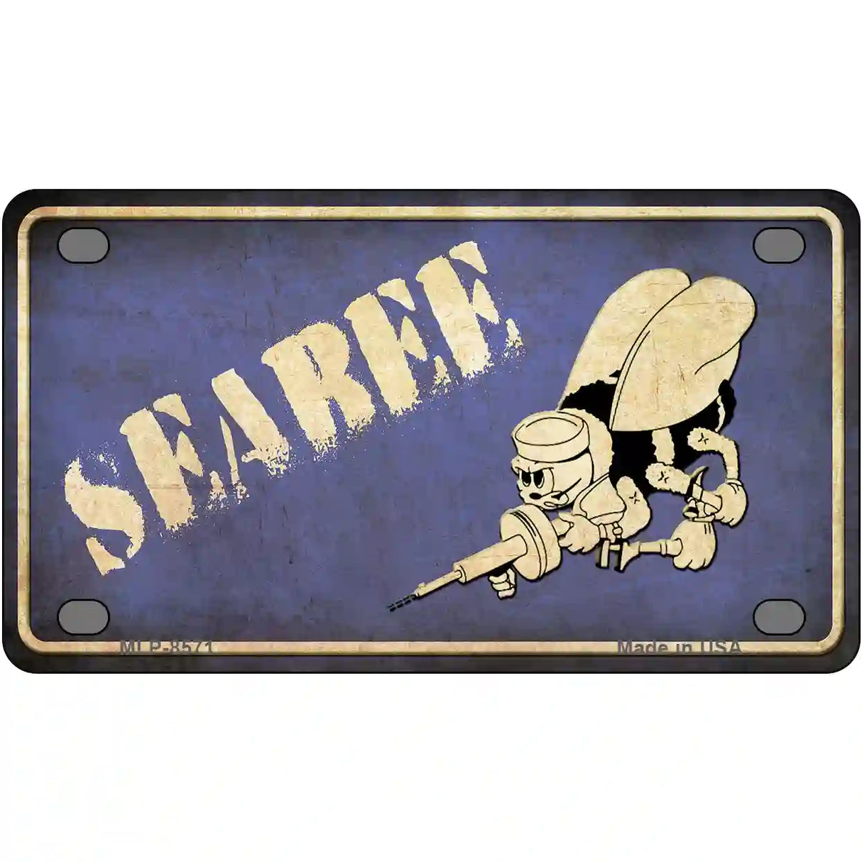 Seabee Metal Novelty License Plate 4" x 2.2" (MLP)