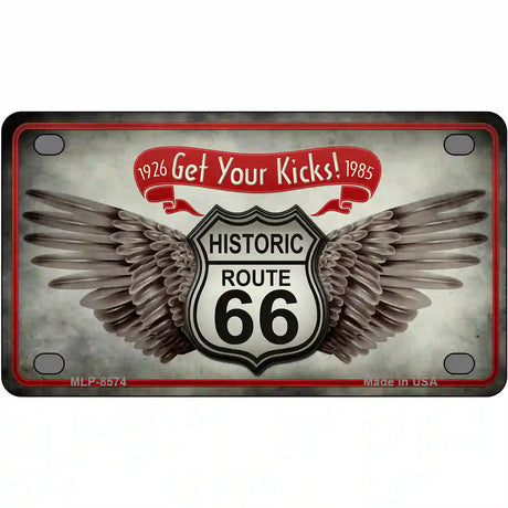 Get Your Kicks Metal Novelty License Plate 4" x 2.2" (MLP)