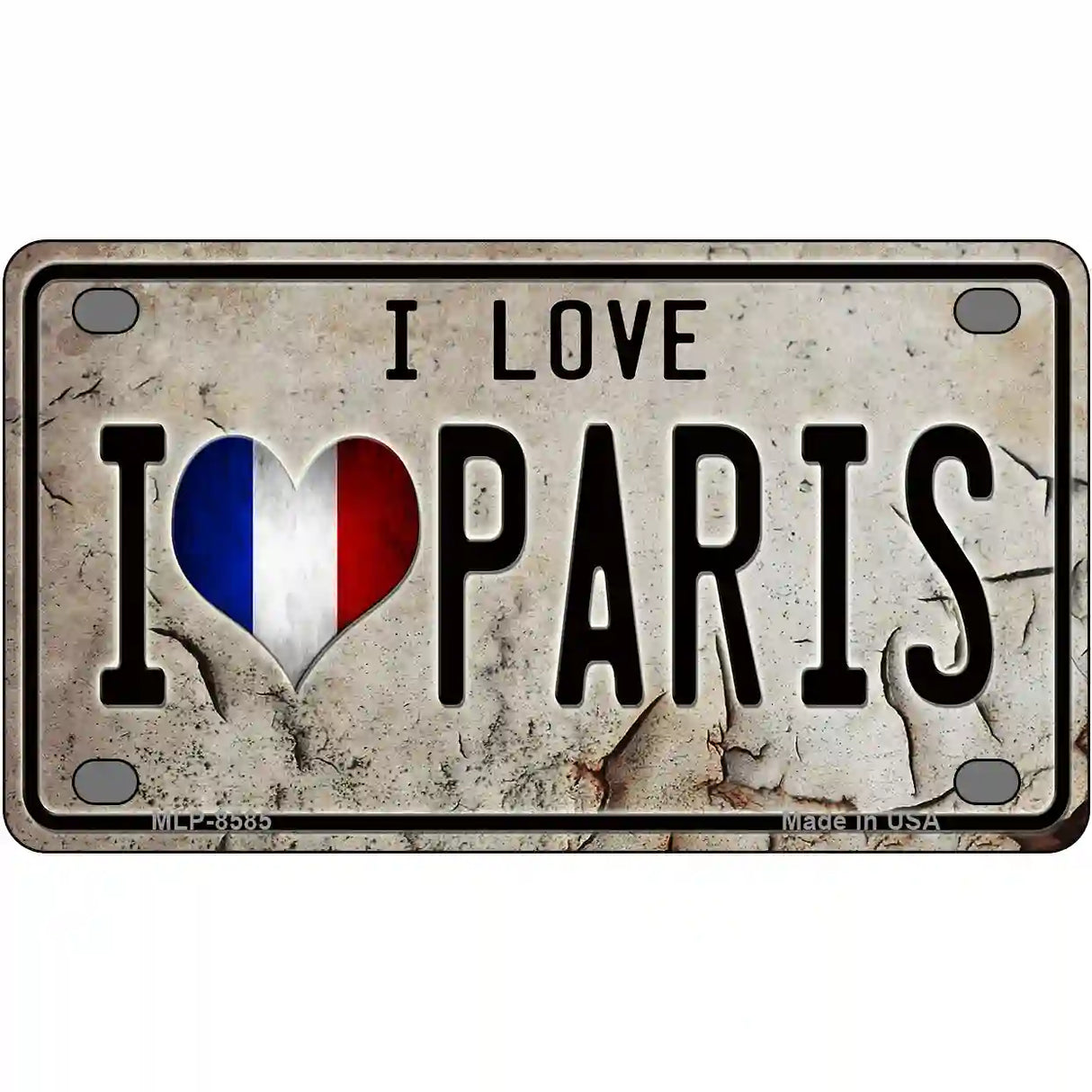 I Love Paris Metal Novelty License Plate