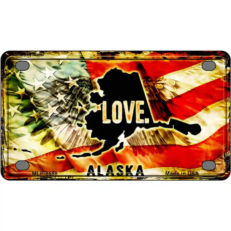 Alaska Love Metal Novelty License Plate 4" x 2.2" (MLP)