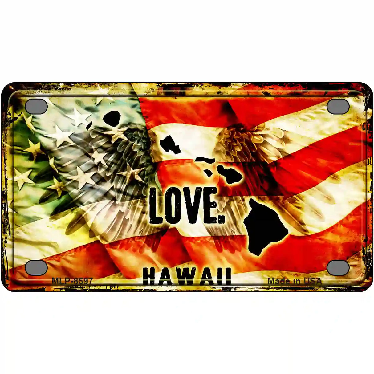 Hawaii Love Metal Novelty License Plate 4" x 2.2" (MLP)